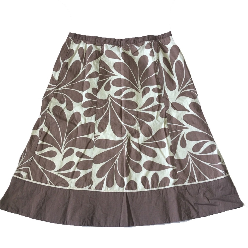 Boden Brown Fern Pattern Leaf Skirt